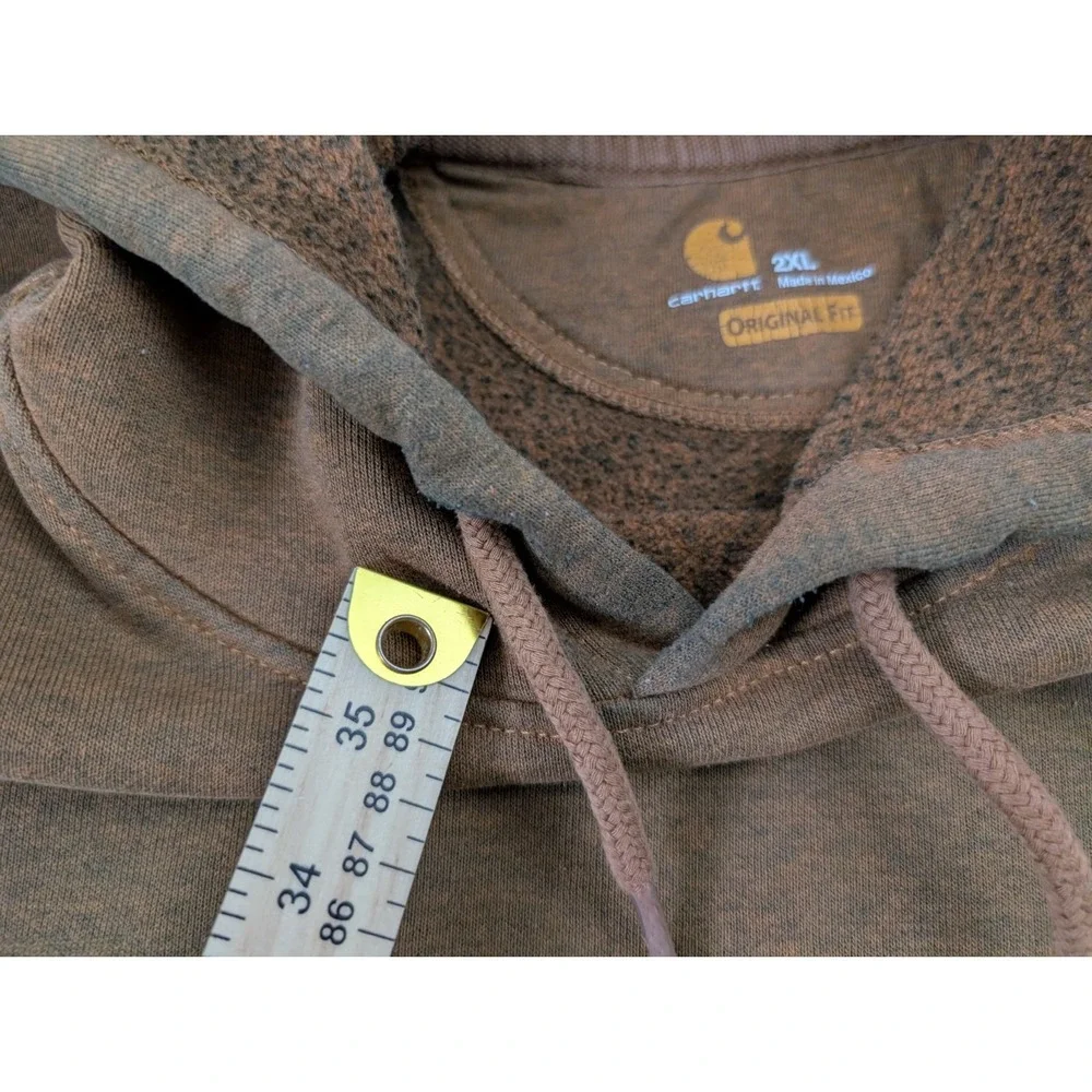 Carhartt Hoodie Mens XXL Brown Fleece Pullover Sweatshirt Kangaroo Pocket Faded‎